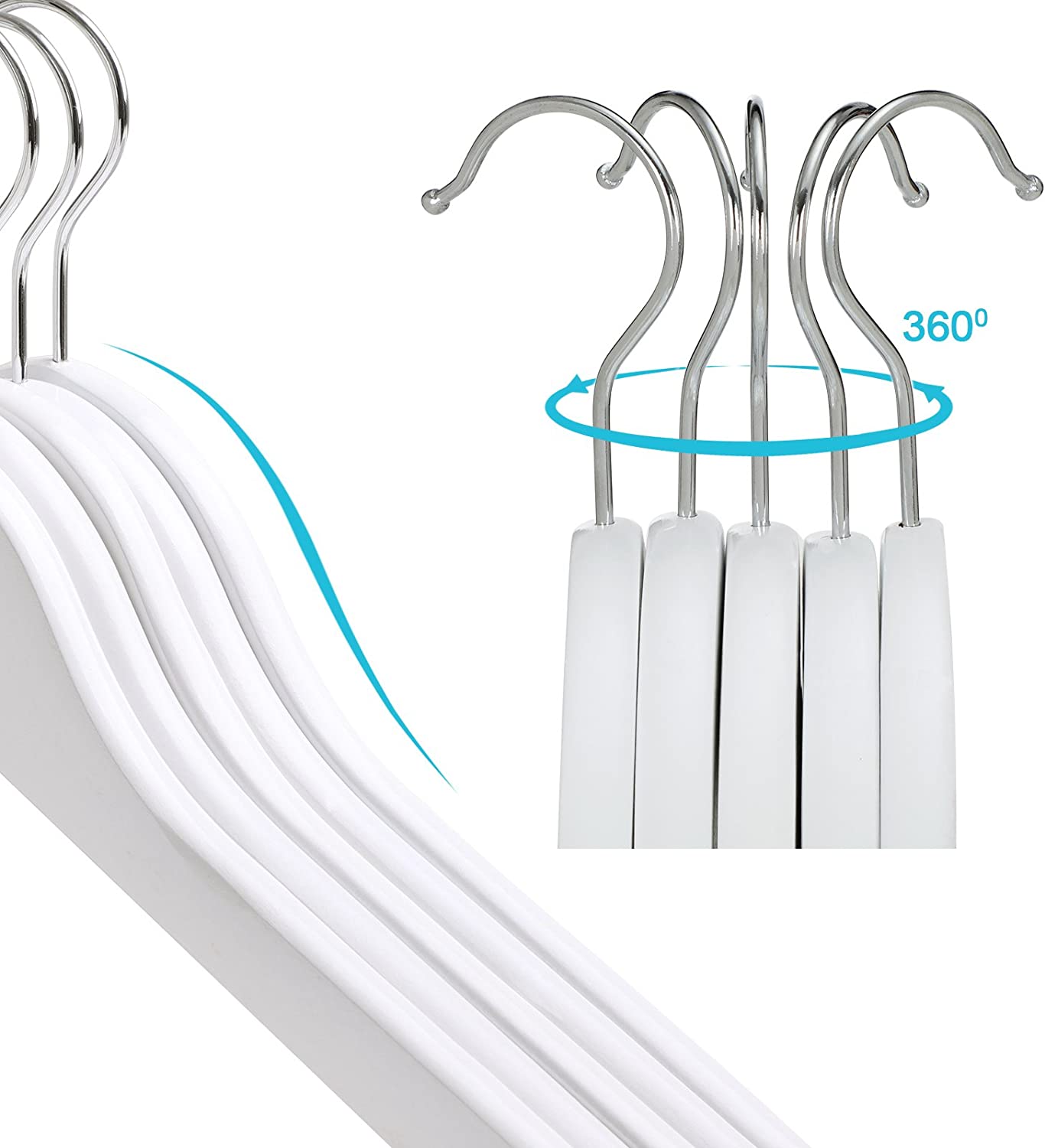Songmics Σετ με 20 Παιδικές Ξύλινες Κρεμάστρες Ρούχων - White - CRW06W-20