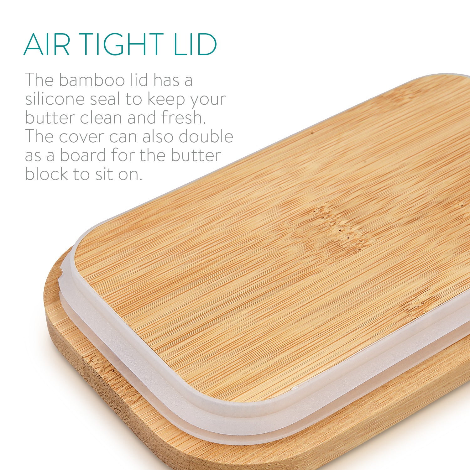 Navaris Butter Dish with Lid Δοχείο Αποθήκευσης Βουτύρου με Καπάκι - Cream / Bamboo - 49985.01