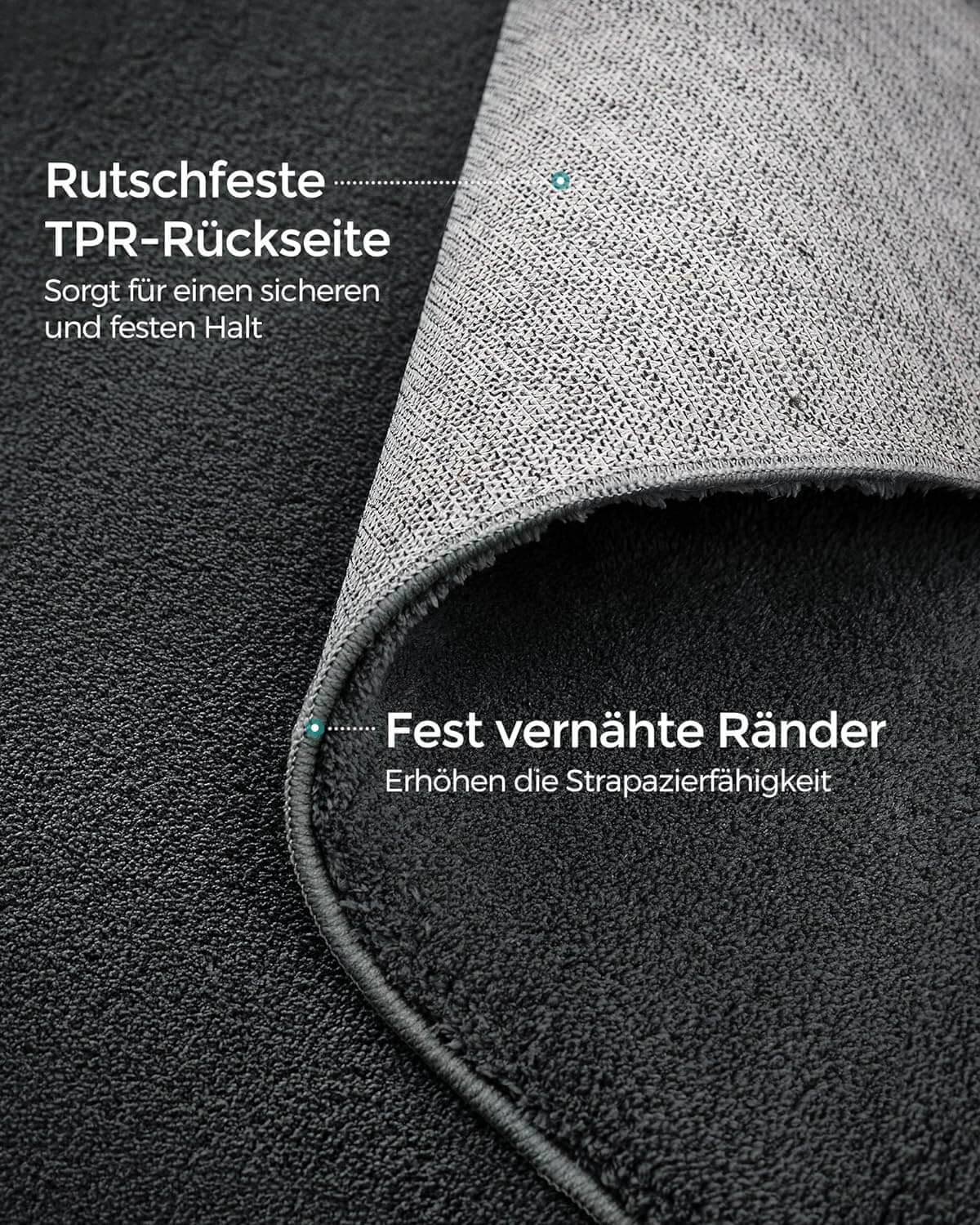 Songmics Αντιολισθητικό Χαλί από Πολυεστέρα που Πλένεται στο Πλυντήριο - 120 x 170 cm - Anthracite Grey - TAR012G02