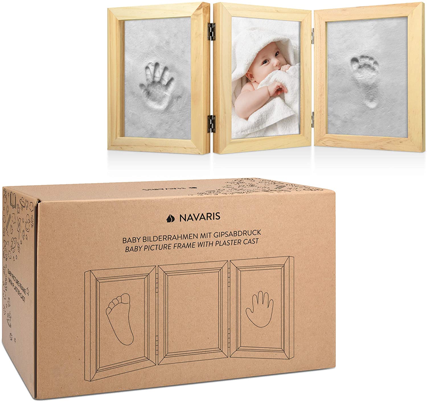 Navaris Σετ Κορνιζών από Πηλό για Αποτύπωμα Μωρού - Wooden - 51822.01