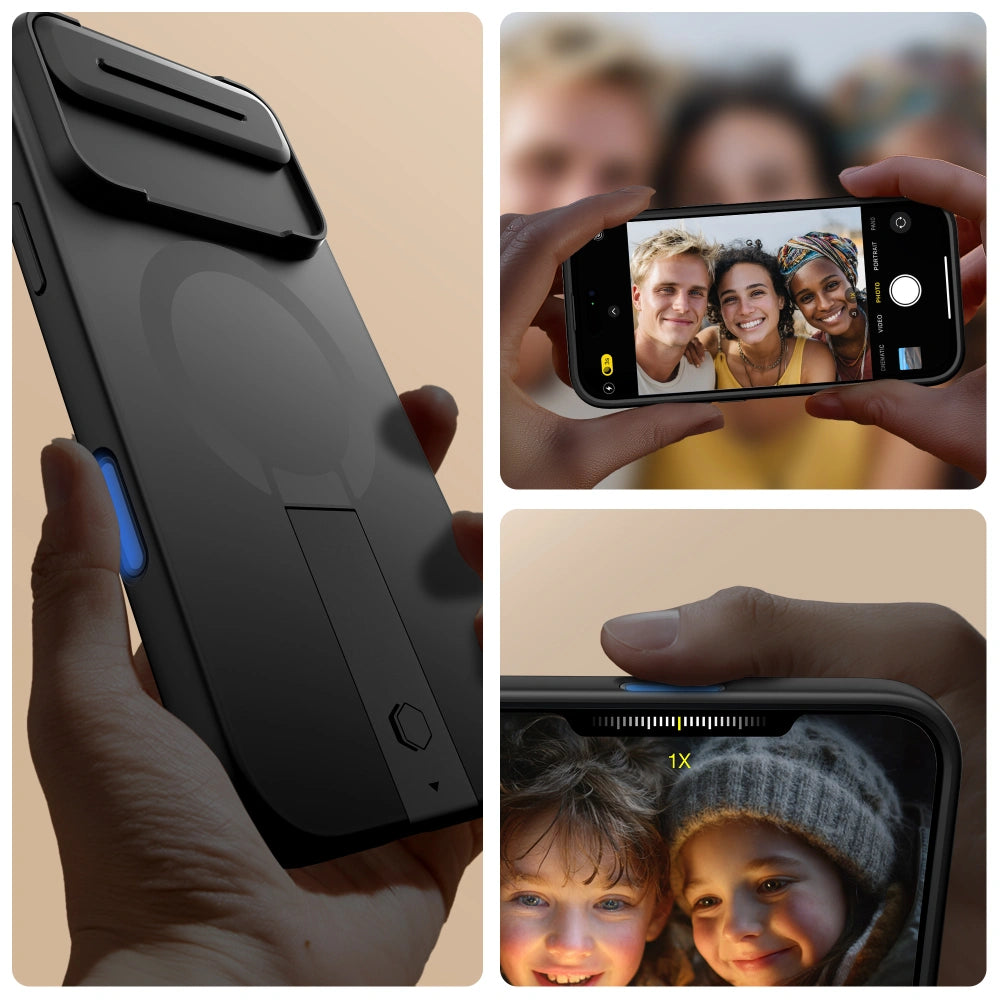 Tech-Protect iPhone Air - Kevlar Aura MagSafe - Σκληρή Θήκη με Ανοιγόμενο Κάλυμμα Κάμερας και Stand - Black