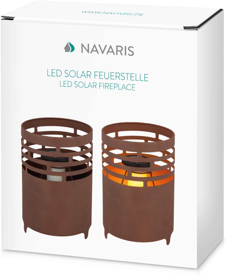Navaris Outdoor Solar Light Drum Φωτιστικό Εξωτερικού Χώρου - Metal Fire Pit Lantern - 47541.01