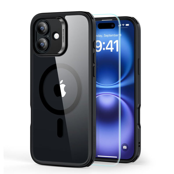 ESR iPhone 16 Plus Classic Hybrid Halolock MagSafe Σκληρή Θήκη με Πλαίσιο Σιλικόνης και Αντιχαρακτικό Γυαλί Οθόνης - Διάφανη / Black - likebrands.gr