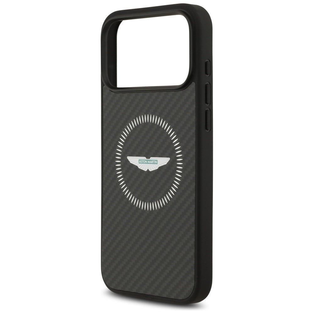 Aston Martin iPhone 17 Pro Max - Σκληρή Θήκη με Πλαίσιο Σιλικόνης - HC Kevlar Counter Design MagSafe - Black