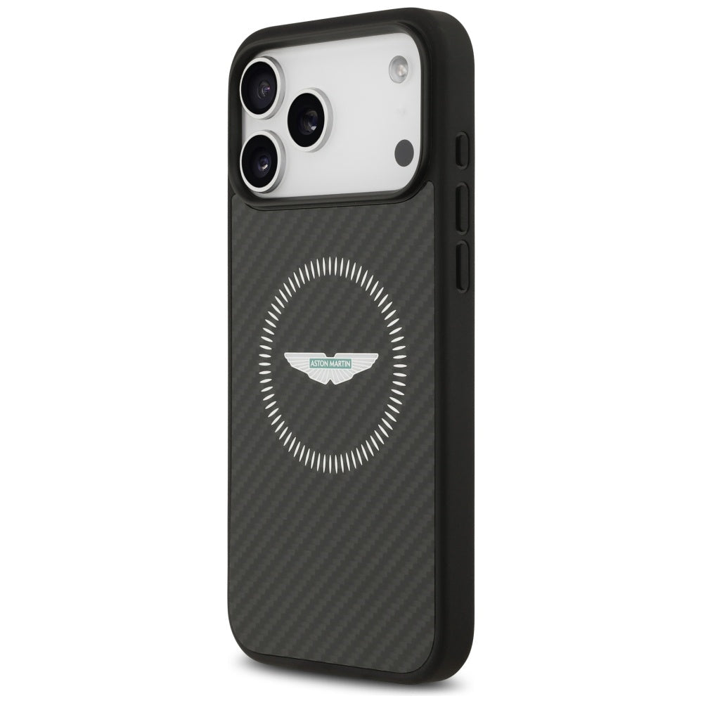 Aston Martin iPhone 17 Pro Max - Σκληρή Θήκη με Πλαίσιο Σιλικόνης - HC Kevlar Counter Design MagSafe - Black