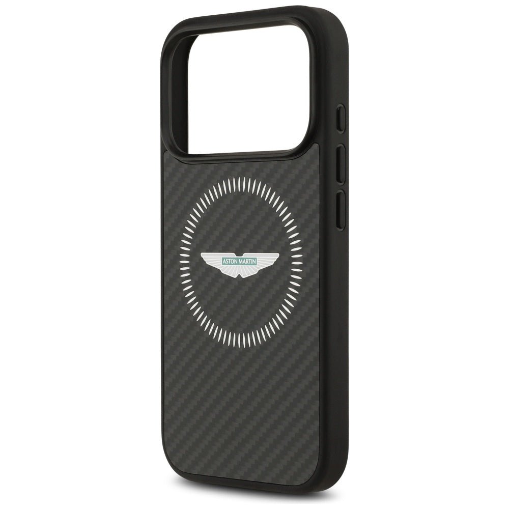 Aston Martin iPhone 17 Pro - Σκληρή Θήκη με Πλαίσιο Σιλικόνης - HC Kevlar Counter Design MagSafe - Black