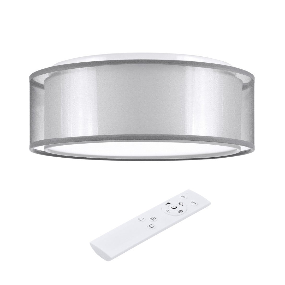 Navaris LED Φωτιστικό Οροφής Ρυθμιζόμενο με Τηλεχειριστήριο και Υφασμάτινο Κάλυμμα - 40cm - White - 60825.40.02