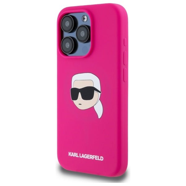 Karl Lagerfeld iPhone 15 Pro Max - Silicone Karl Head Print - MagSafe Θήκη Σιλικόνης - Fuschia - KLHMP15XSKHPPLF