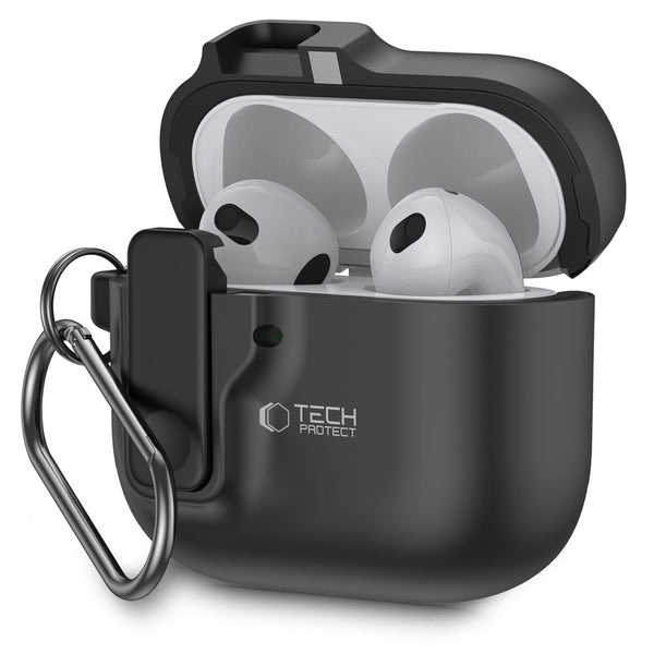 Tech-Protect AirPods 4 Θήκη από Σκληρό Πλαστικό - Slim Hook - Black
