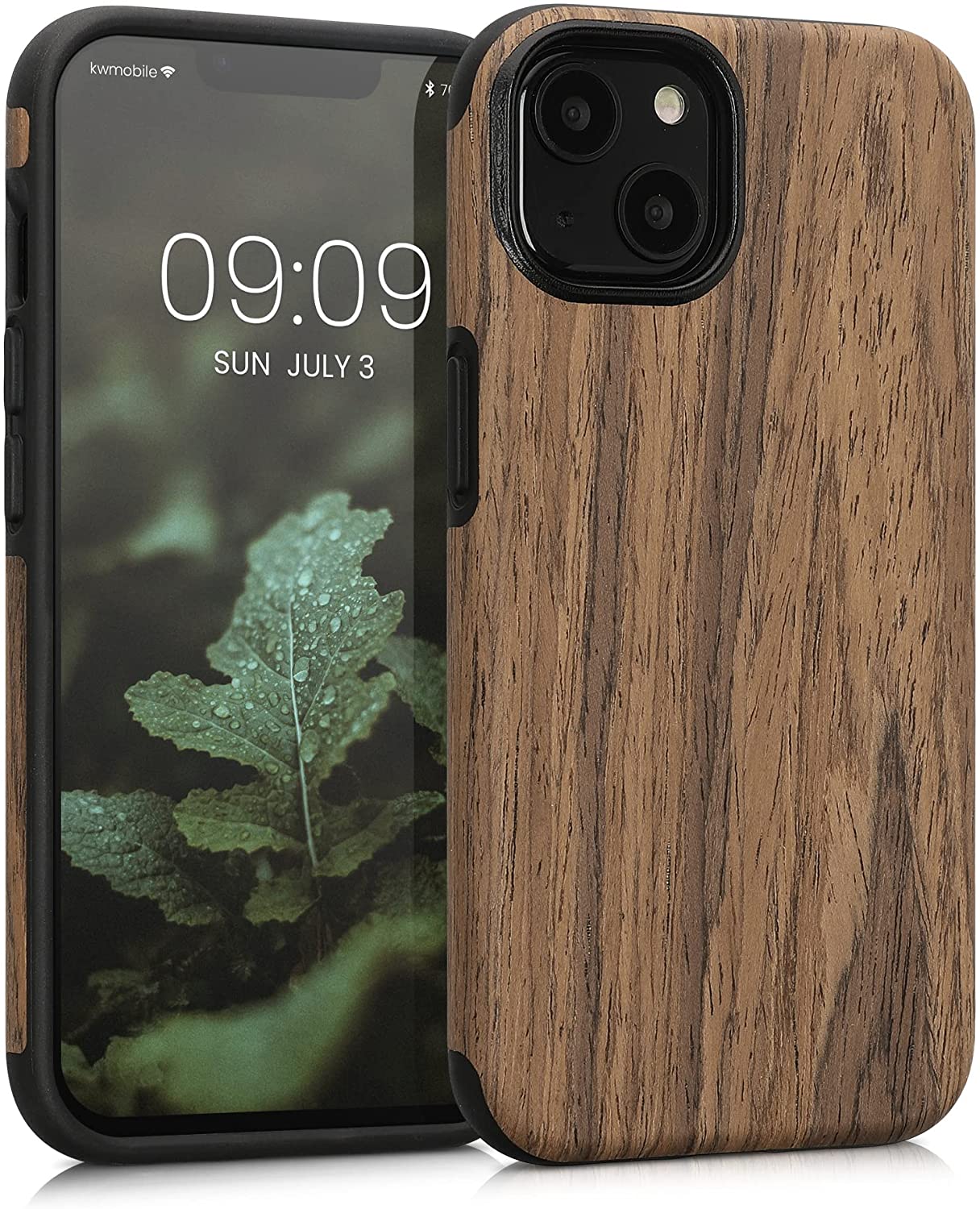 KW iPhone 13 Θήκη Σιλικόνης TPU Design Two-Tone Wood - Woodgrain Brown - 58302.01