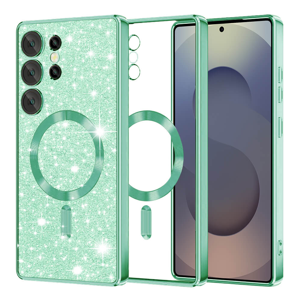 Techsuit Samsung Galaxy S25 Ultra - Luxury Glitter MagSafe - Θήκη Σιλικόνης - Light Green