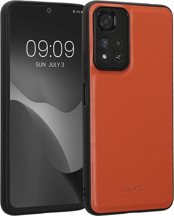 Kalibri Xiaomi Redmi Note 11 Pro+ 5G Σκληρή Θήκη με Επένδυση Γνήσιου Δέρματος - Orange - 59939.29