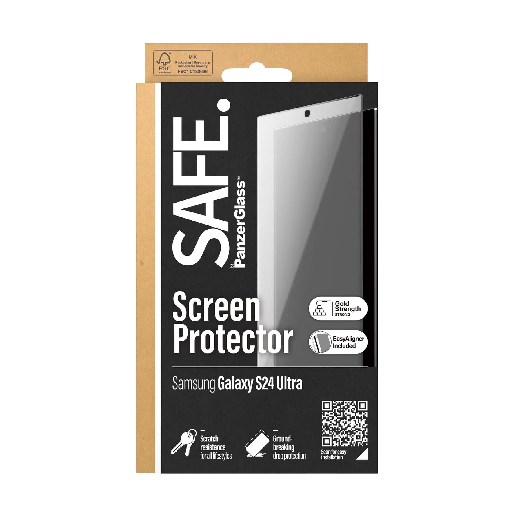 Safe by PanzerGlass Samsung Galaxy S24 Ultra - Ultra-Wide Fit W. EasyAligner Case Friendly Full Screen Αντιχαρακτικό Γυαλί Οθόνης - Black - SAFE95668