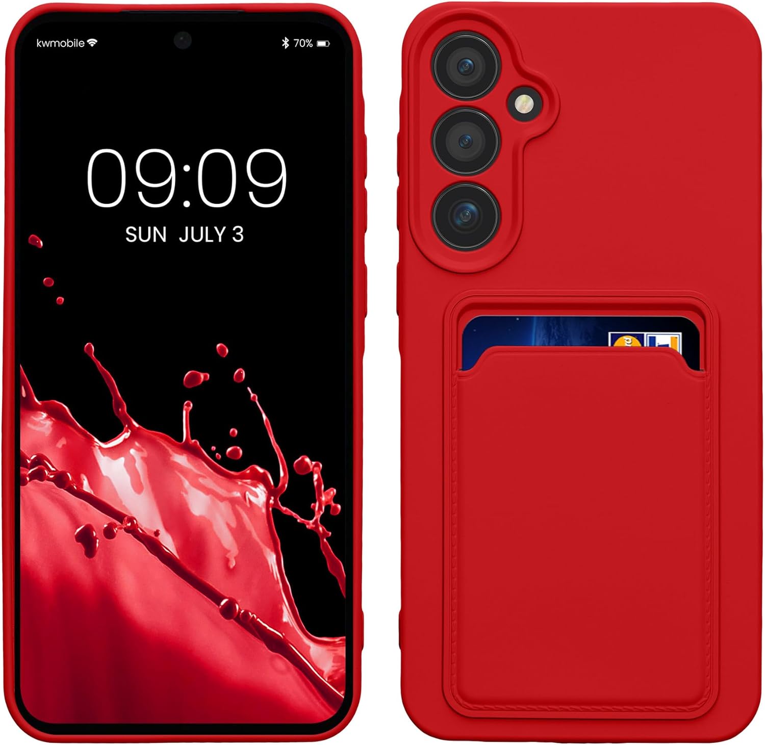 KW Samsung Galaxy A55 5G Θήκη Σιλικόνης TPU με Υποδοχή για Κάρτα - Red