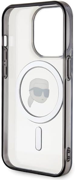 Karl Lagerfeld iPhone 15 Pro Max - IML Karl's Head MagSafe Σκληρή Θήκη με Πλαίσιο Σιλικόνης και MagSafe - Διάφανη / Black - KLHMP15XHKHNOTK