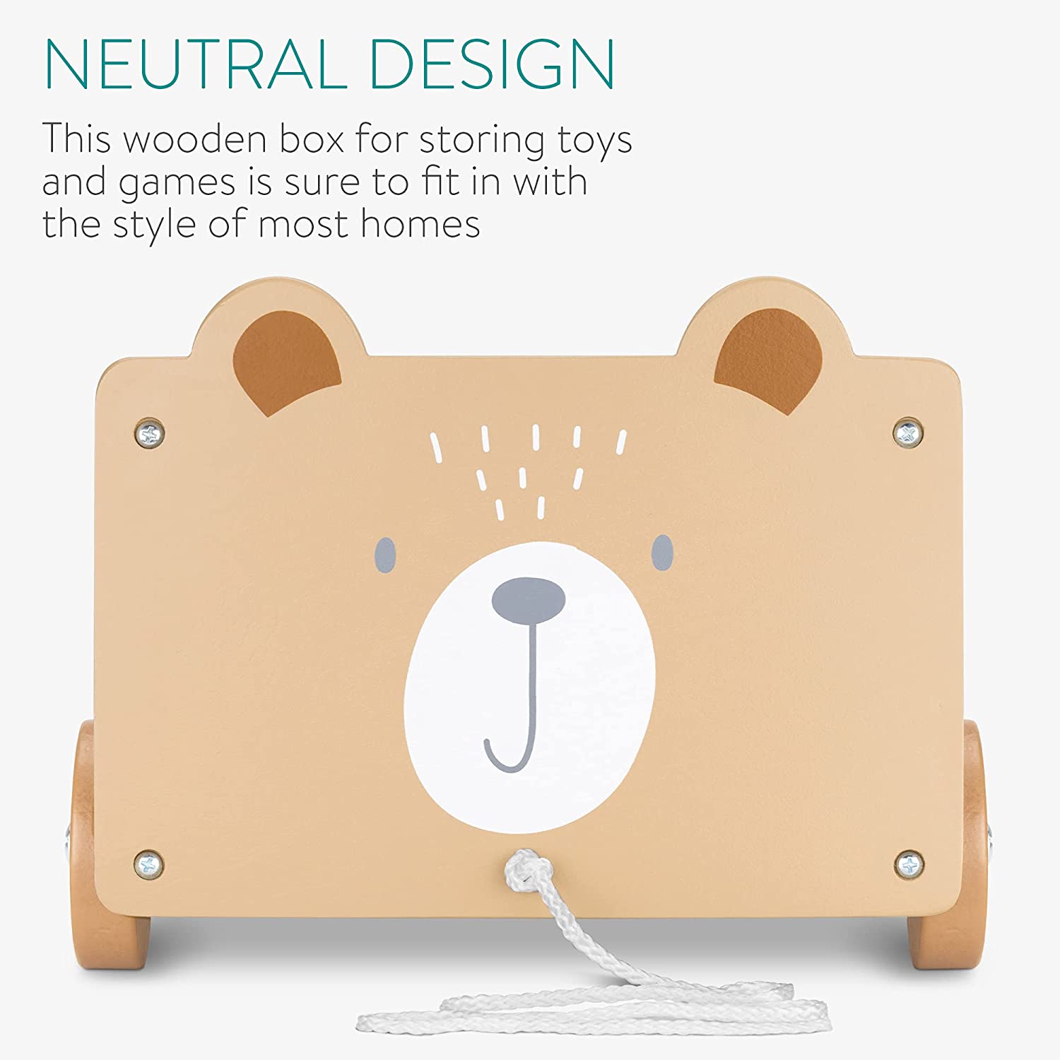 Navaris Toy Box Storage for Toys with Wheels - Παιδικό Κουτί Αποθήκευσης Παιχνιδιών με Ρόδες - Brown - 51163.03