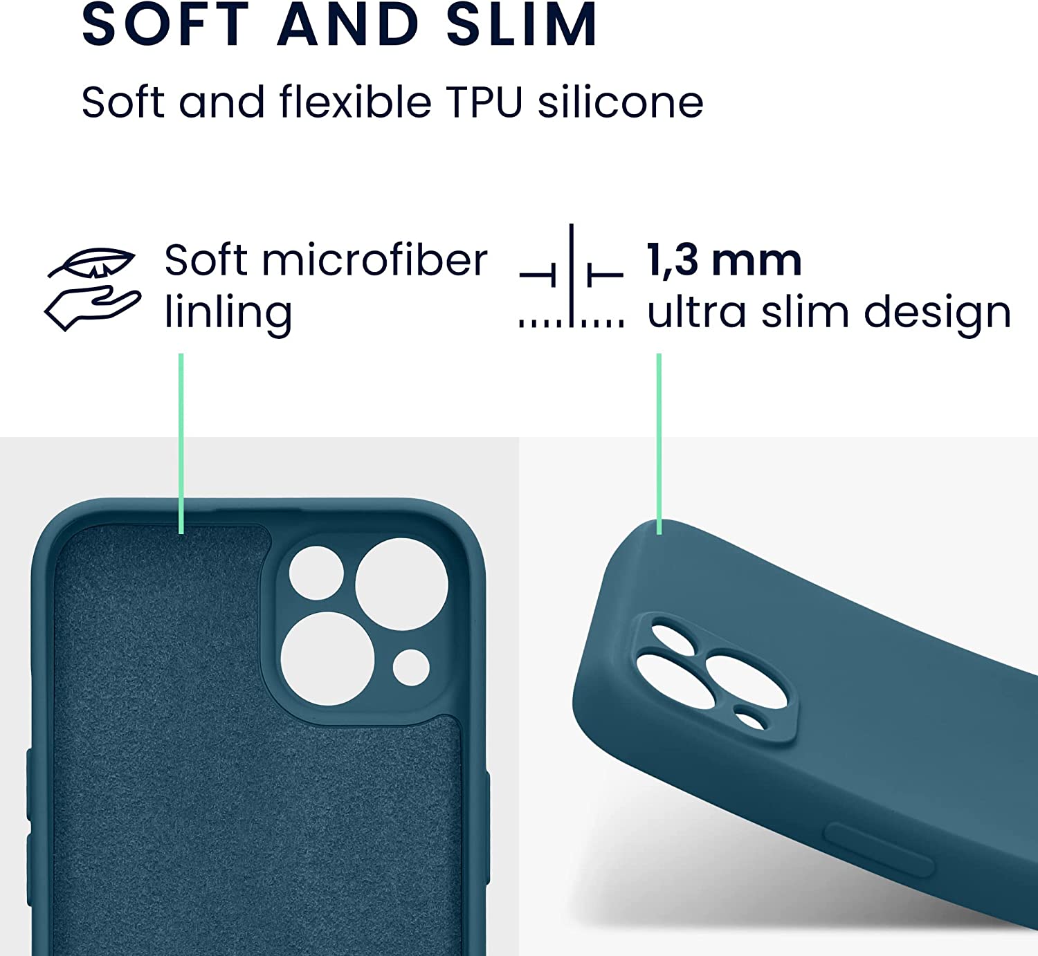 KW iPhone 13 Θήκη Σιλικόνης Rubberized TPU - Petrol Matte - 58954.57