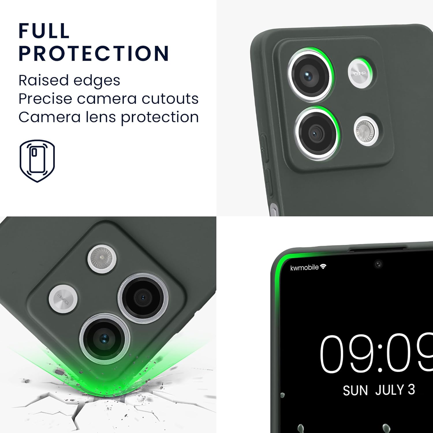 KW Xiaomi Redmi Note 13 5G Θήκη Σιλικόνης TPU - Moss Green