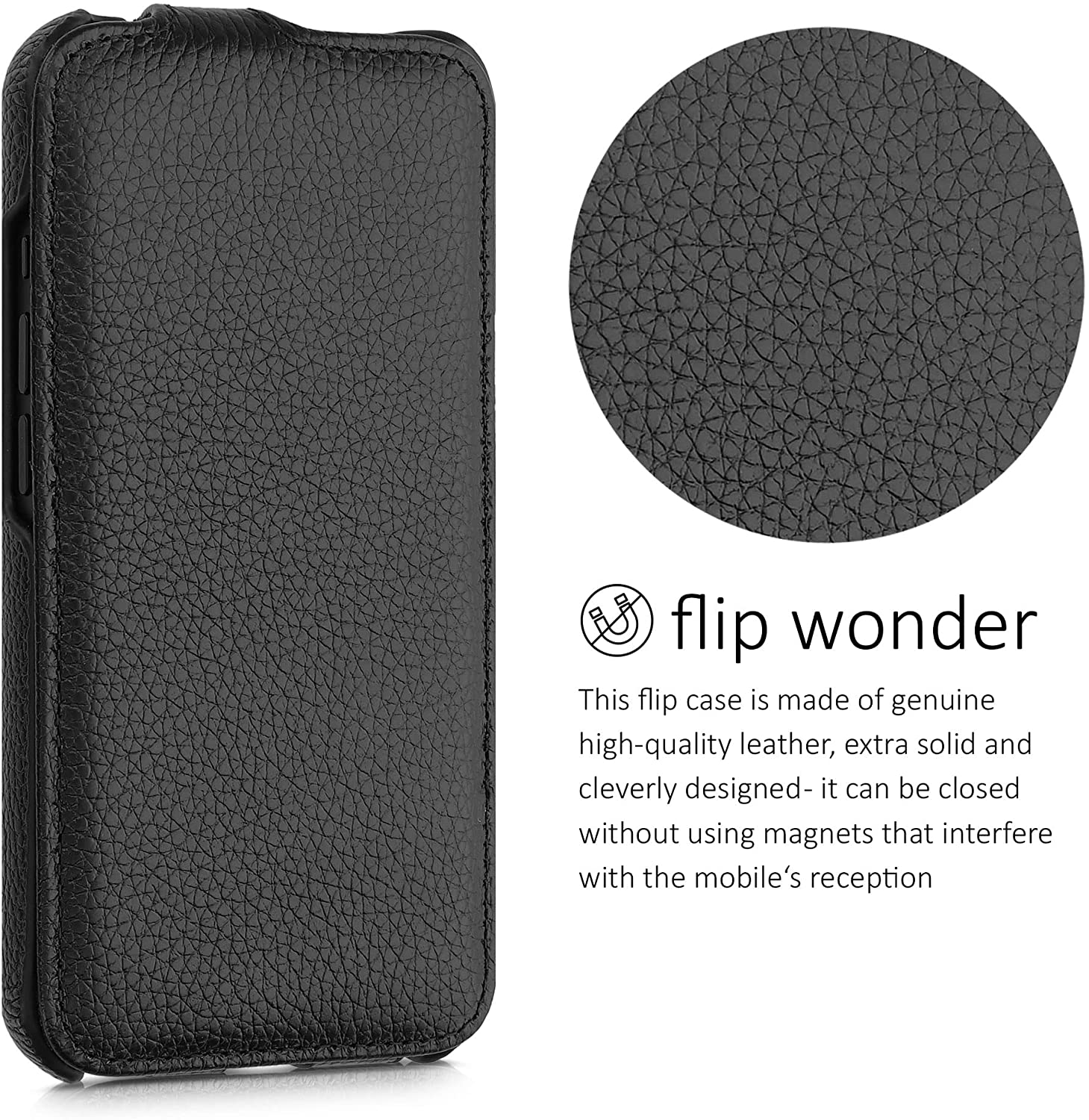 Kalibri iPhone 13 Θήκη Flip από Γνήσιο Δέρμα - Black - 56410.01