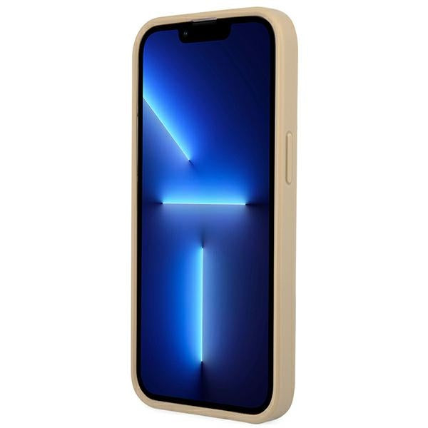Guess iPhone 14 Pro Saffiano Σκληρή Θήκη με Πλαίσιο Σιλικόνης - Beige - GUHCP14LPSATLE