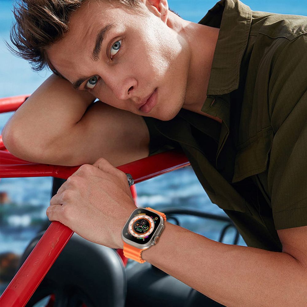 Tech-Protect Λουράκι Apple Watch 8/9/10/11 - SE (1/2/3) - Ultra (1/2/3) – 44/45/46/49mm IconBand Pro Λαστιχένιο - Orange