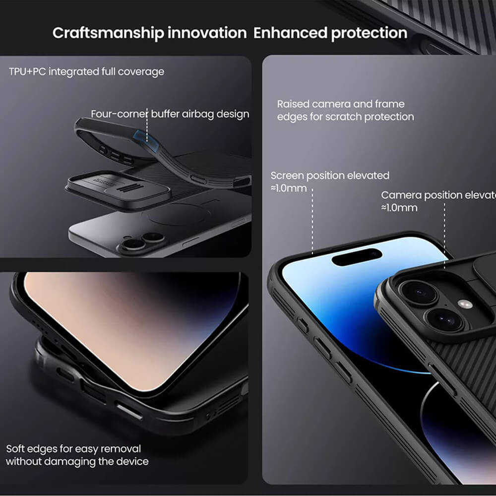 Nillkin iPhone 16 CamShield Pro Σκληρή Θήκη με Κάλυμμα για την Κάμερα - Black