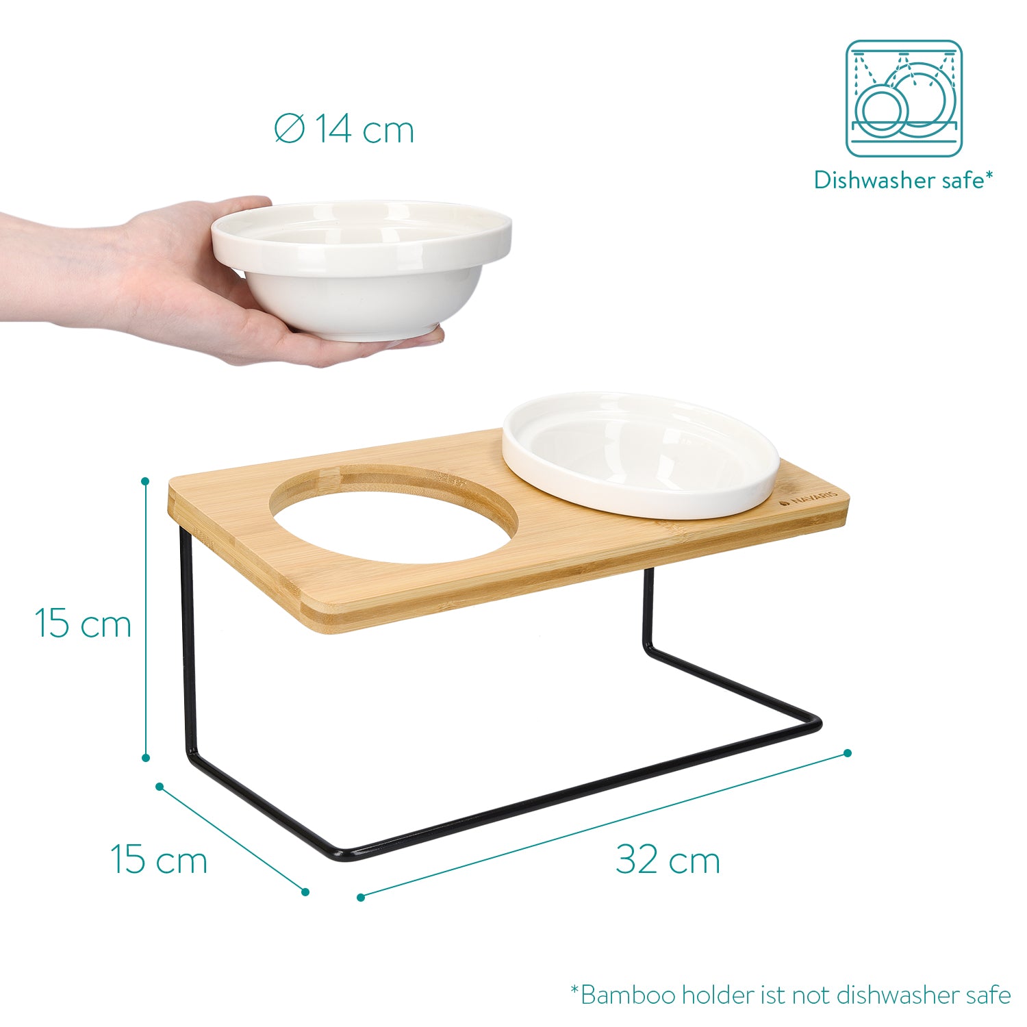 Navaris Σετ με 2 Μπολ Φαγητού και Νερού από Μπαμπού για Κατοικίδια - 50533.01