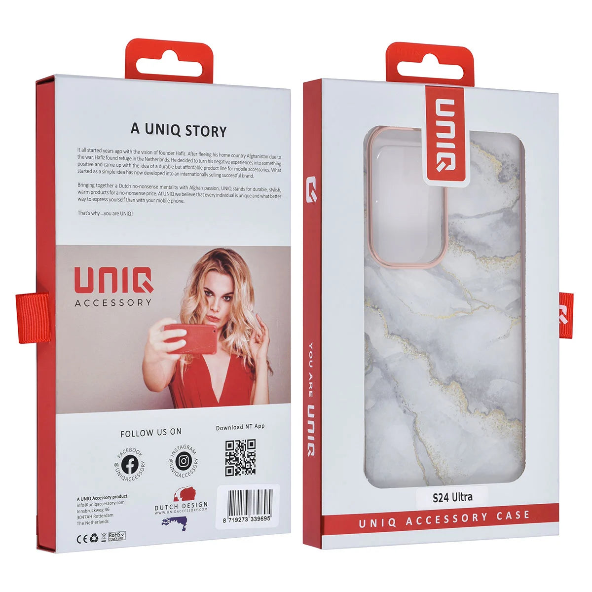 Tuniq Samsung Galaxy S24 Ultra - Σκληρή Θήκη με Πλαίσιο Σιλικόνης - Σχέδιο Μάρμαρο - Γκρί