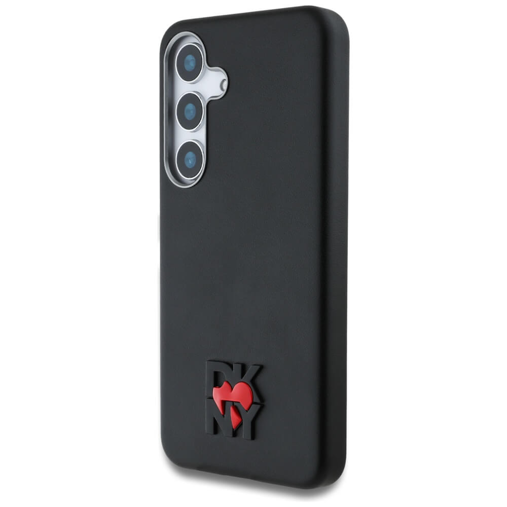 DKNY Samsung Galaxy S25 - Leather Heart of NY - MagSafe Σκληρή Θήκη με Επένδυση Συνθετικού Δέρματος - Black