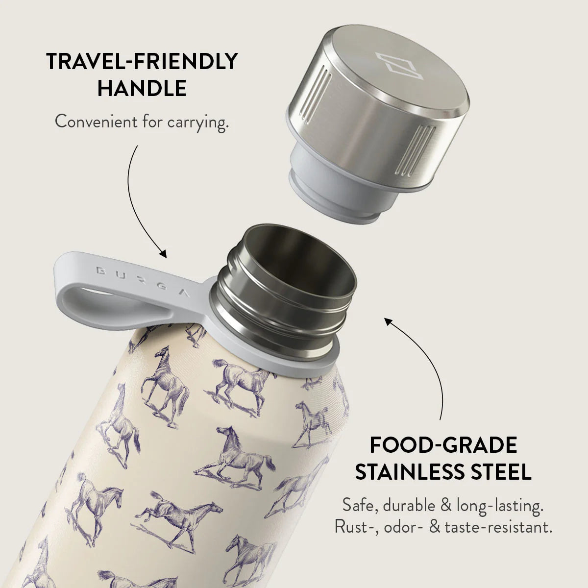 Burga Μπουκάλι Θερμός από Ανοξείδωτο Ατσάλι - 500ml - Derby Race