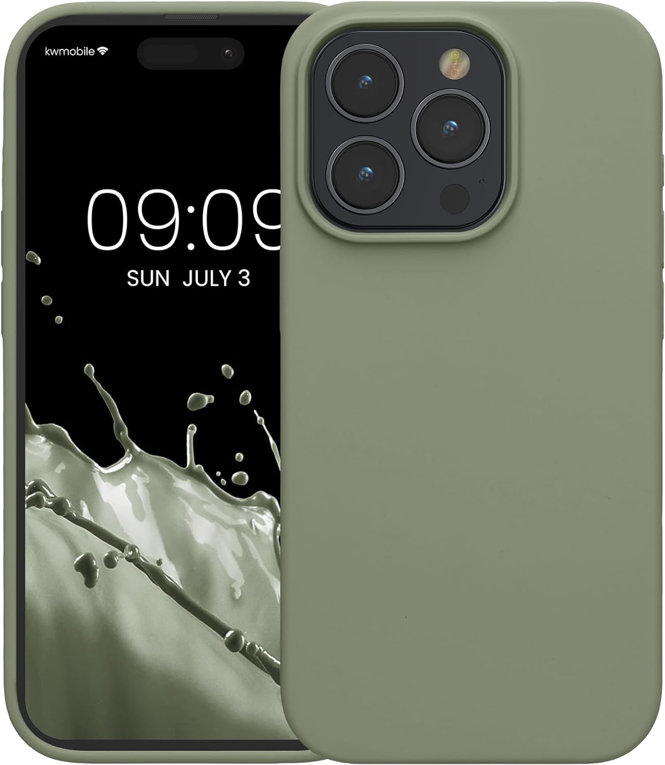 KW iPhone 15 Pro Θήκη Σιλικόνης Rubberized TPU - Grey Green
