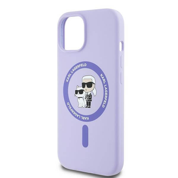 Karl Lagerfeld iPhone 15 - Silicone Karl and Choupette Heads - Θήκη Σιλικόνης με MagSafe - Purple - KLHMP15SSCMKCRHU