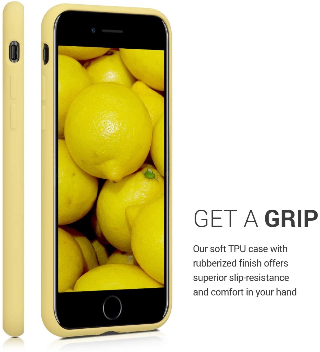 KW iPhone SE 2022 / SE 2020 / 7 / 8 Θήκη Σιλικόνης Rubber TPU με Υποδοχή για Κάρτα - Yellow - 49100.06