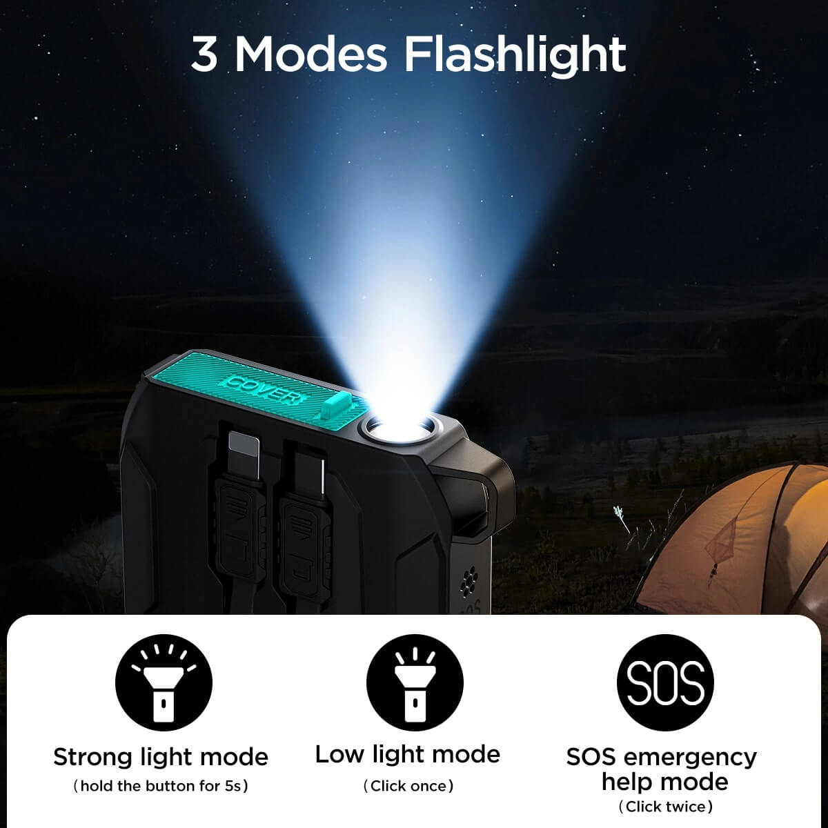 Joyroom JR-L017 22.5W Power Bank 10000mAh με 1 Θύρα USB και 1 Θύρα Type-C και Ενσωματωμένα Καλώδια Lightning και Type-C - Black