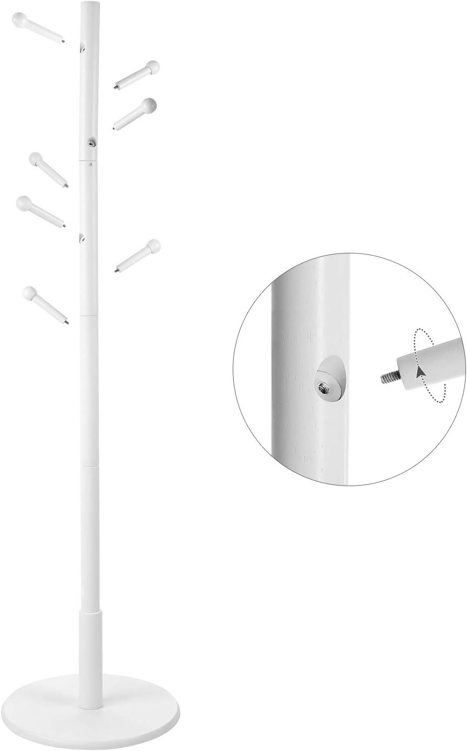 Vasagle Επιδαπέδια Κρεμάστρα με 7 Στρογγυλεμένους Γάντζους - 175 cm - White - RCR07WT