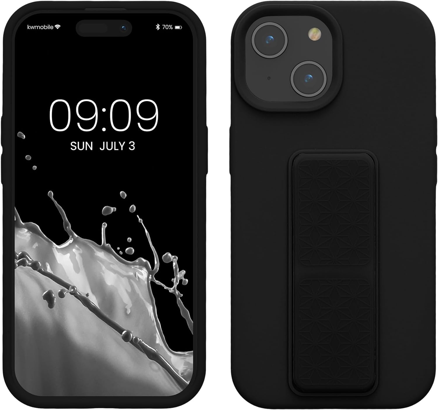 KW iPhone 15 Θήκη Σιλικόνης TPU με Finger Holder - Black
