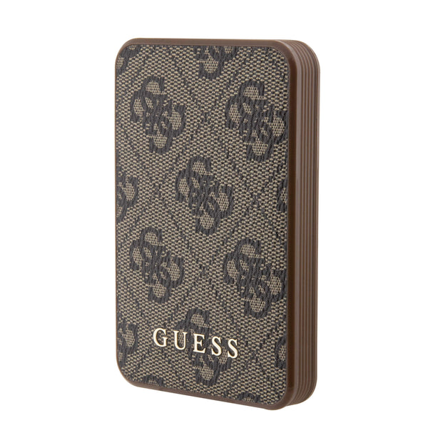 Guess PowerBank 15W - 4G Leather Metal Logo - 5000 mAh - Brown - GUPB5LP4GEGW - likebrands.gr