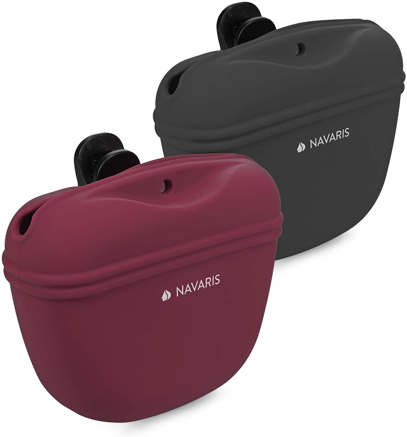 Navaris Σετ με 2 Θήκες Τροφής Εκπαίδευσης Σκύλων με Κλιπ για Ζώνη - Grey - Red - 51332.03