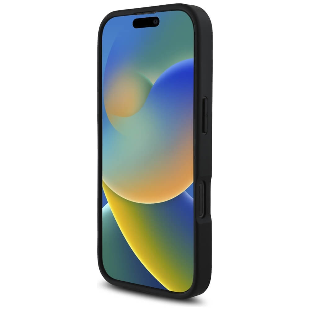 Karl Lagerfeld iPhone 16 Pro - HC Grained PU Cardslot Metal Elong - Σκληρή Θήκη με Επένδυση Συνθετικού Δέρματος και Υποδοχή για Κάρτες - Black - KLHCP16LPKHPORPK