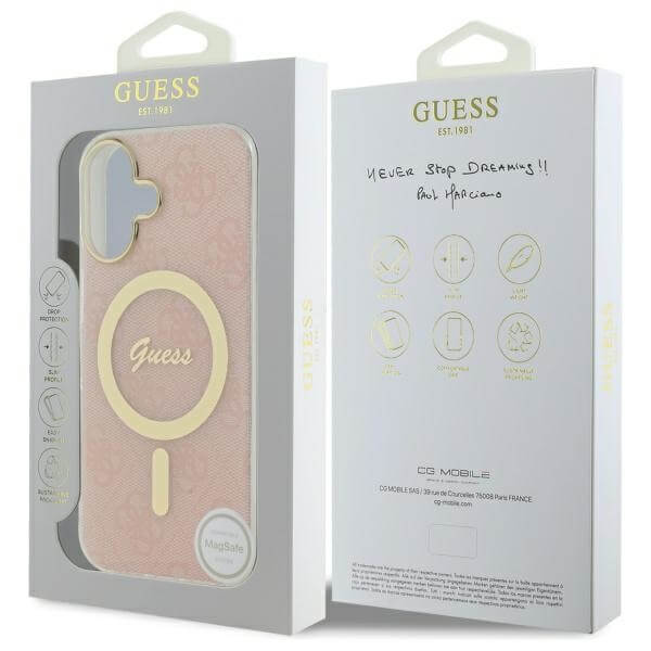 Guess iPhone 16 Plus - IML 4G MagSafe - Σκληρή Θήκη με Πλαίσιο Σιλικόνης - Pink - GUHMP16MH4STP