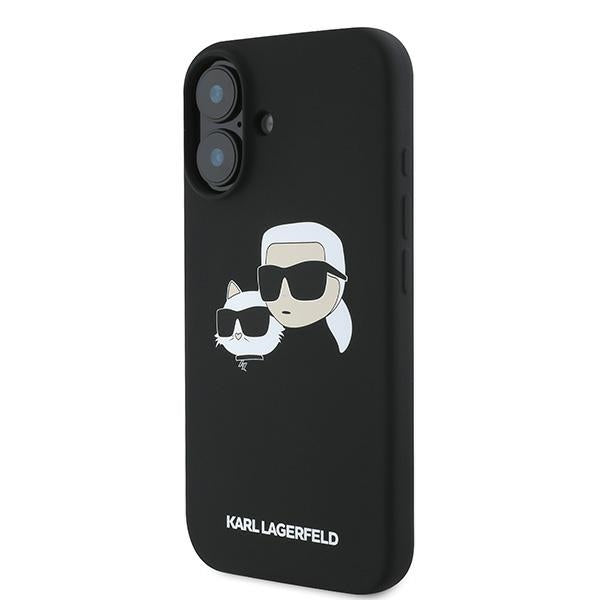 Karl Lagerfeld iPhone 16 Plus - Silicone Double Heads Print - Θήκη Σιλικόνης με MagSafe - Black - KLHMP16MSKCHPPLK