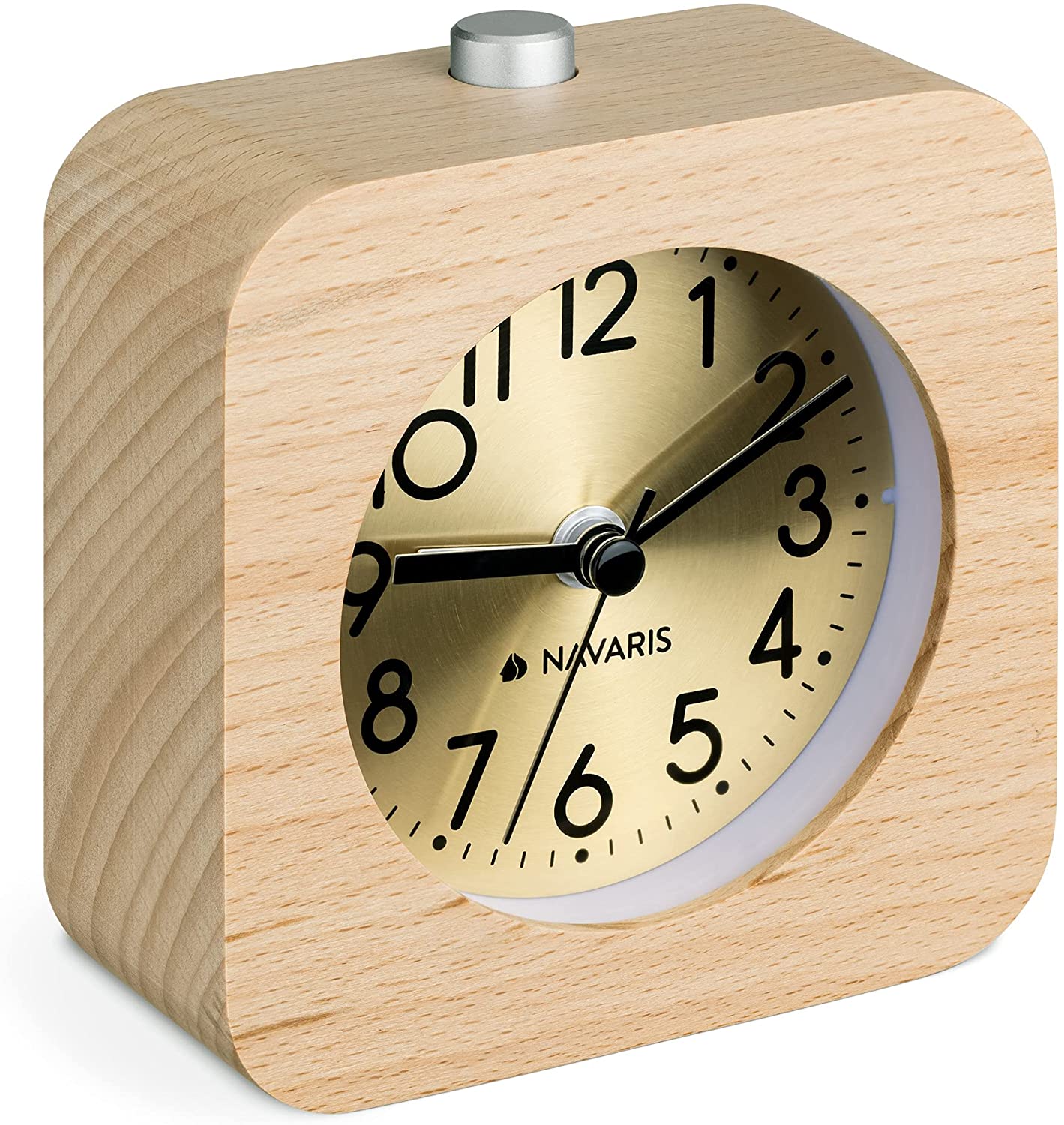 Navaris Αναλογικό Επιτραπέζιο Ρολόι και Ξυπνητήρι - Design Retro Square - Light Brown / Gold - 54264.24.21