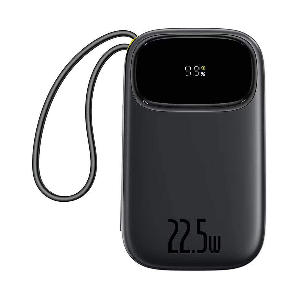 Baseus PowerBank 10000mAh 22.5W με Ενσωματωμένα Καλώδια Type - C και Lightning - EnerFill FC31 - Black