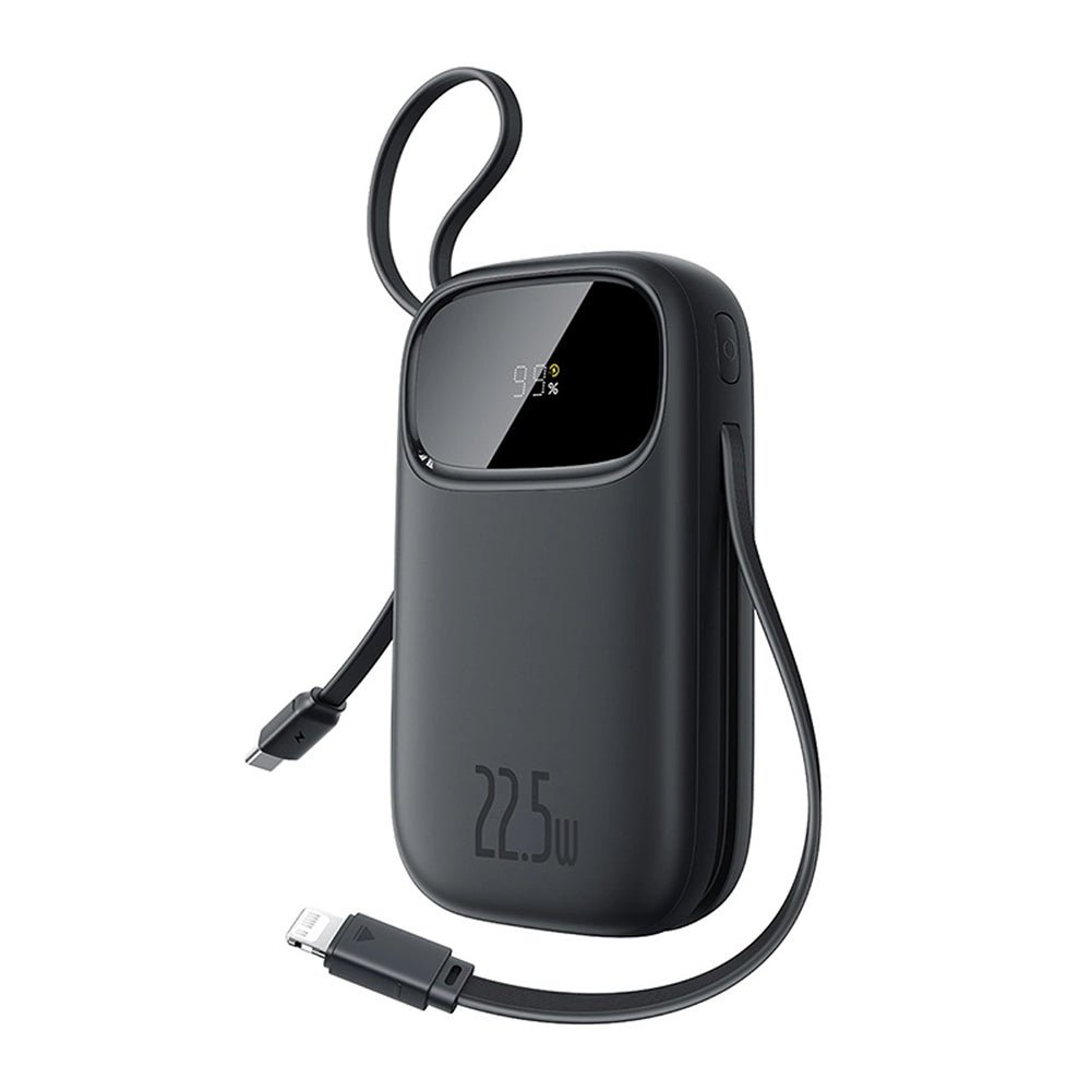 Baseus PowerBank 10000mAh 22.5W με Ενσωματωμένα Καλώδια Type - C και Lightning - EnerFill FC31 - Black