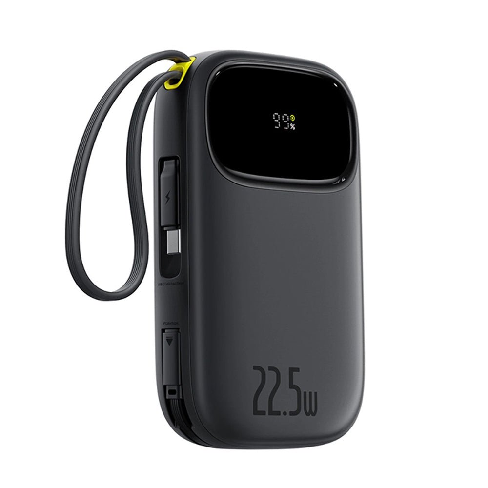 Baseus PowerBank 10000mAh 22.5W με Ενσωματωμένα Καλώδια Type - C και Lightning - EnerFill FC31 - Black