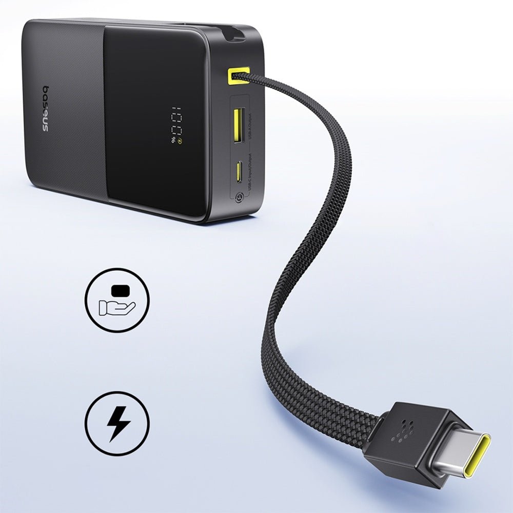 Baseus PowerBank 20000mAh 22.5W με Ενσωματωμένo Καλώδιo Type-C - EnerFill Bipow2 Pro - Cosmic Black