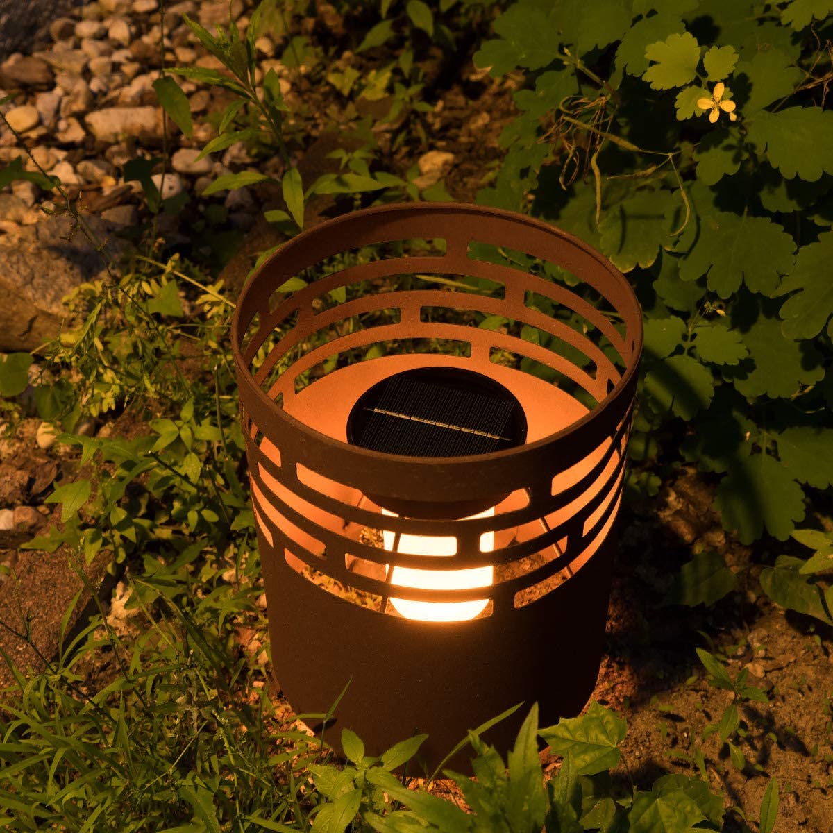 Navaris Outdoor Solar Light Drum Φωτιστικό Εξωτερικού Χώρου - Metal Fire Pit Lantern - 47541.01