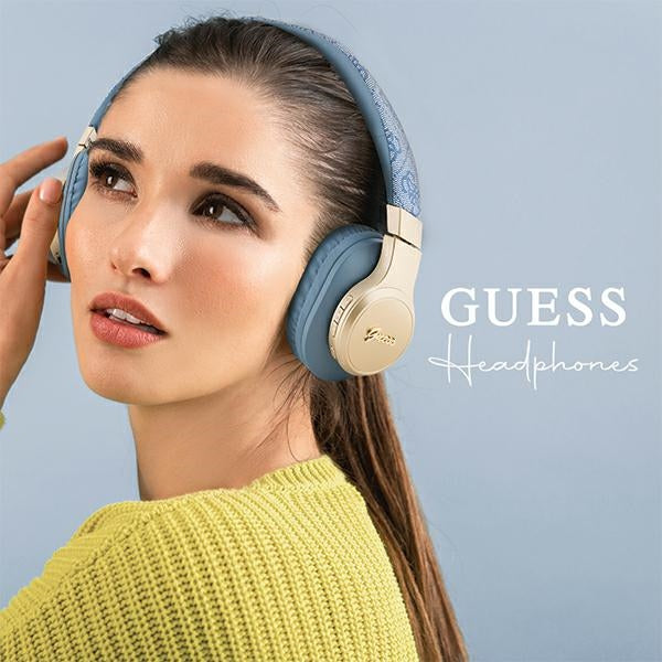 Guess Over-Ear 4G Script - Ασύρματα Bluetooth Ακουστικά - Blue