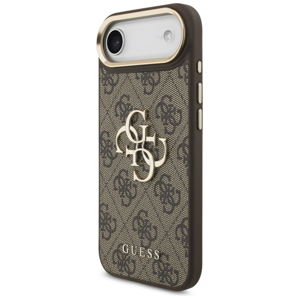 Guess iPhone Air - 4G Big 4G Classic Logo - Σκληρή Θήκη με Πλαίσιο Σιλικόνης και Επένδυση από Οικολογικό Δέρμα - Brown / Gold - GUHCP17M4GMGCBR