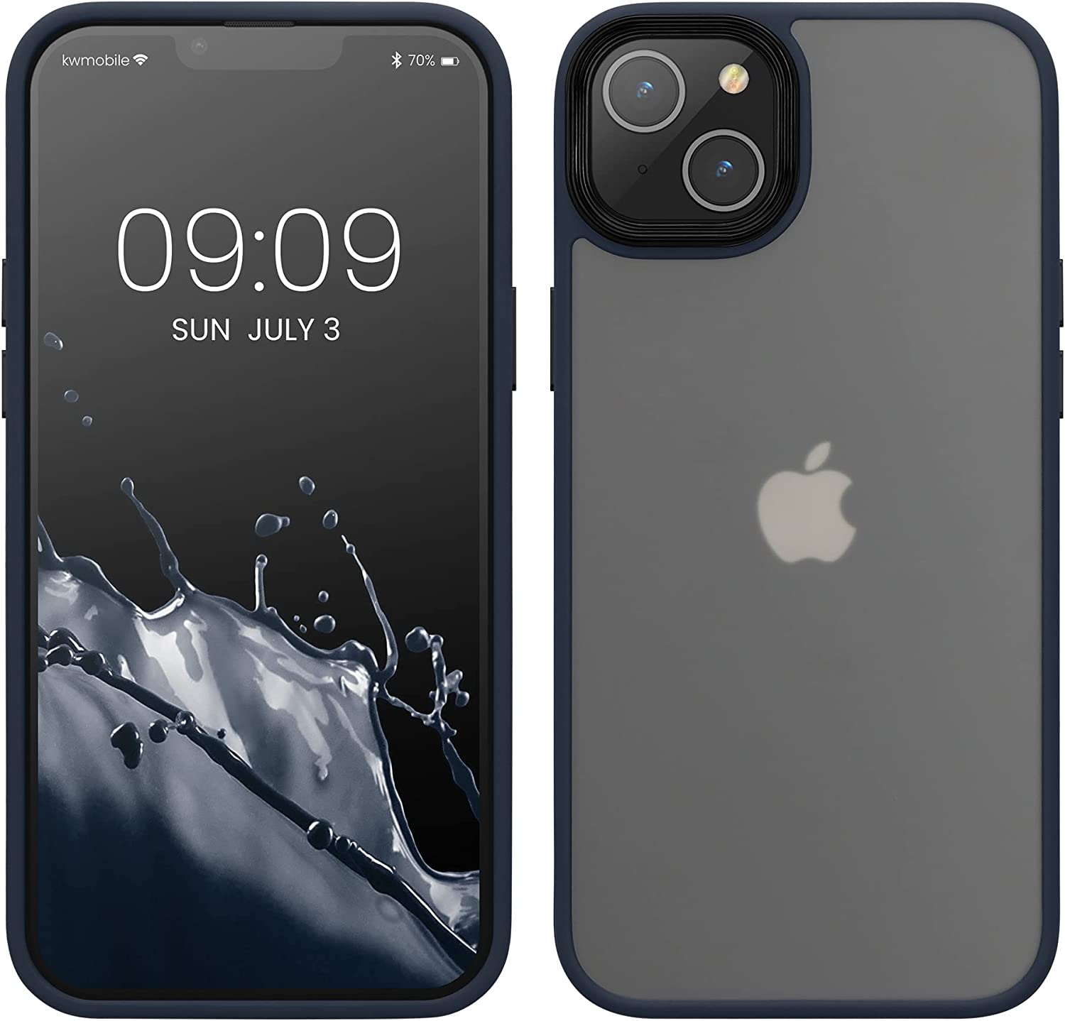KW iPhone 14 Σκληρή Θήκη με Πλαίσιο Σιλικόνης - Dark Blue / Matte Διάφανη - 59089.17